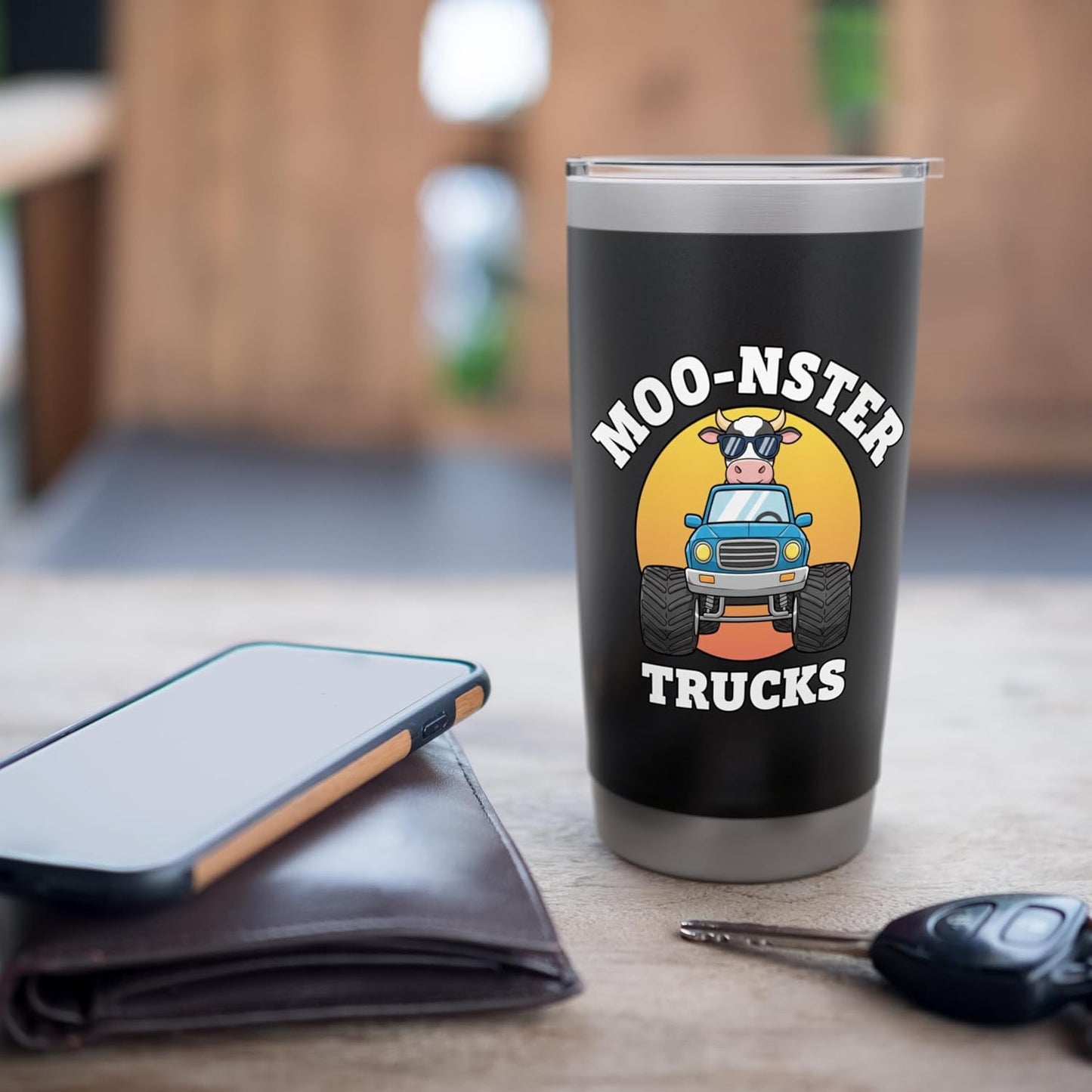 Moo-nster Trucks Cow Boys Funny Farm Animal Stainless Steel Insulated Tumbler