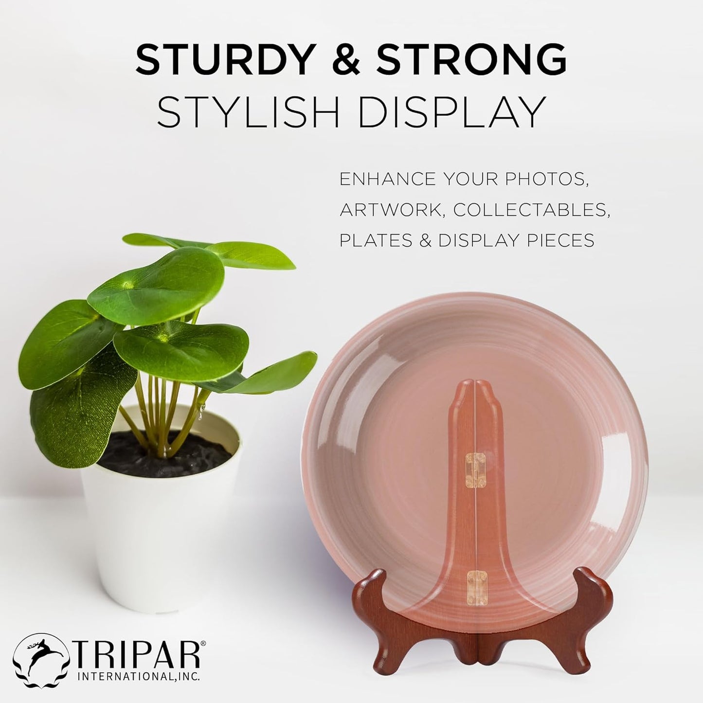 TRIPAR 9 Inch Wooden Plate Display Stand Picture Easel Stand