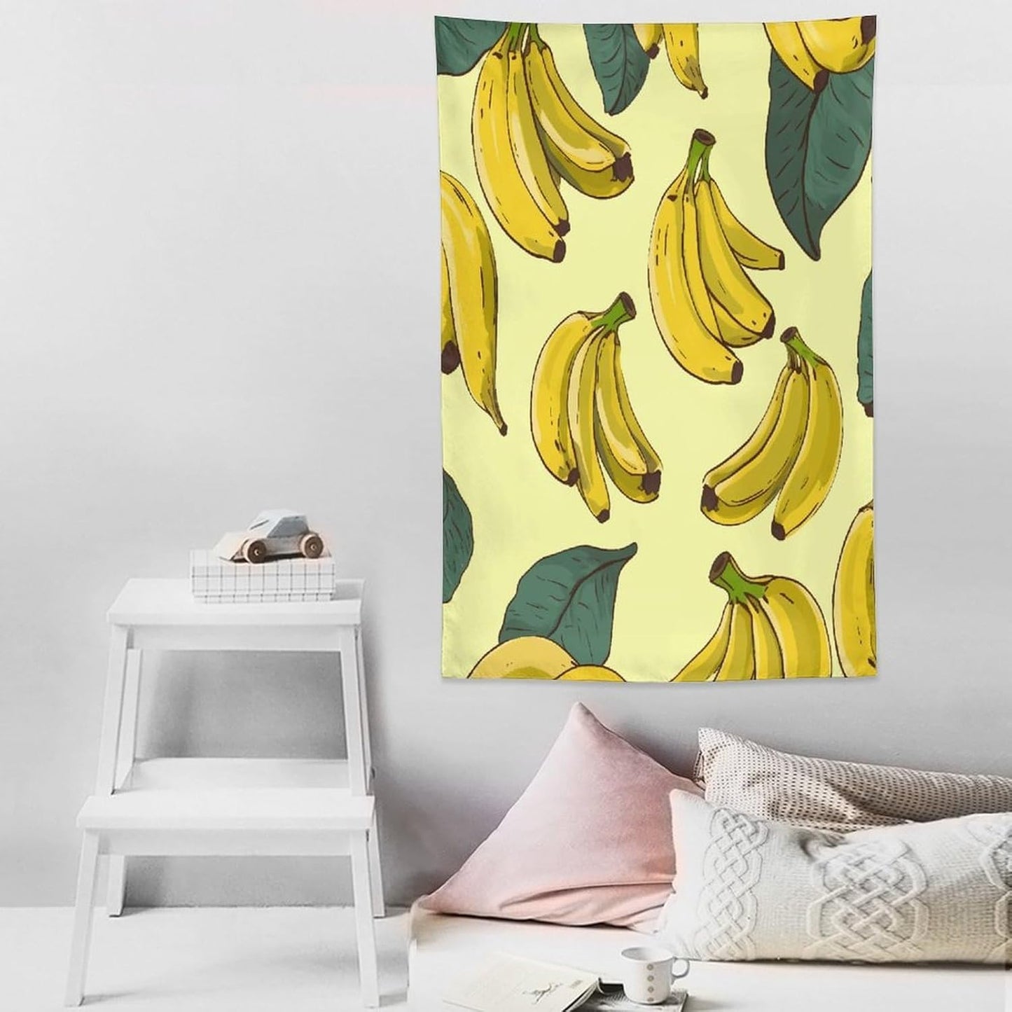 FodPand Banana Print Tapestry Anti-fading Wall Tapestry with Installation Kit Backdrop Banner Multipurpose Aesthetic Tapestries Boho Wall Art Hanging Decorative Blanket 40"x60"