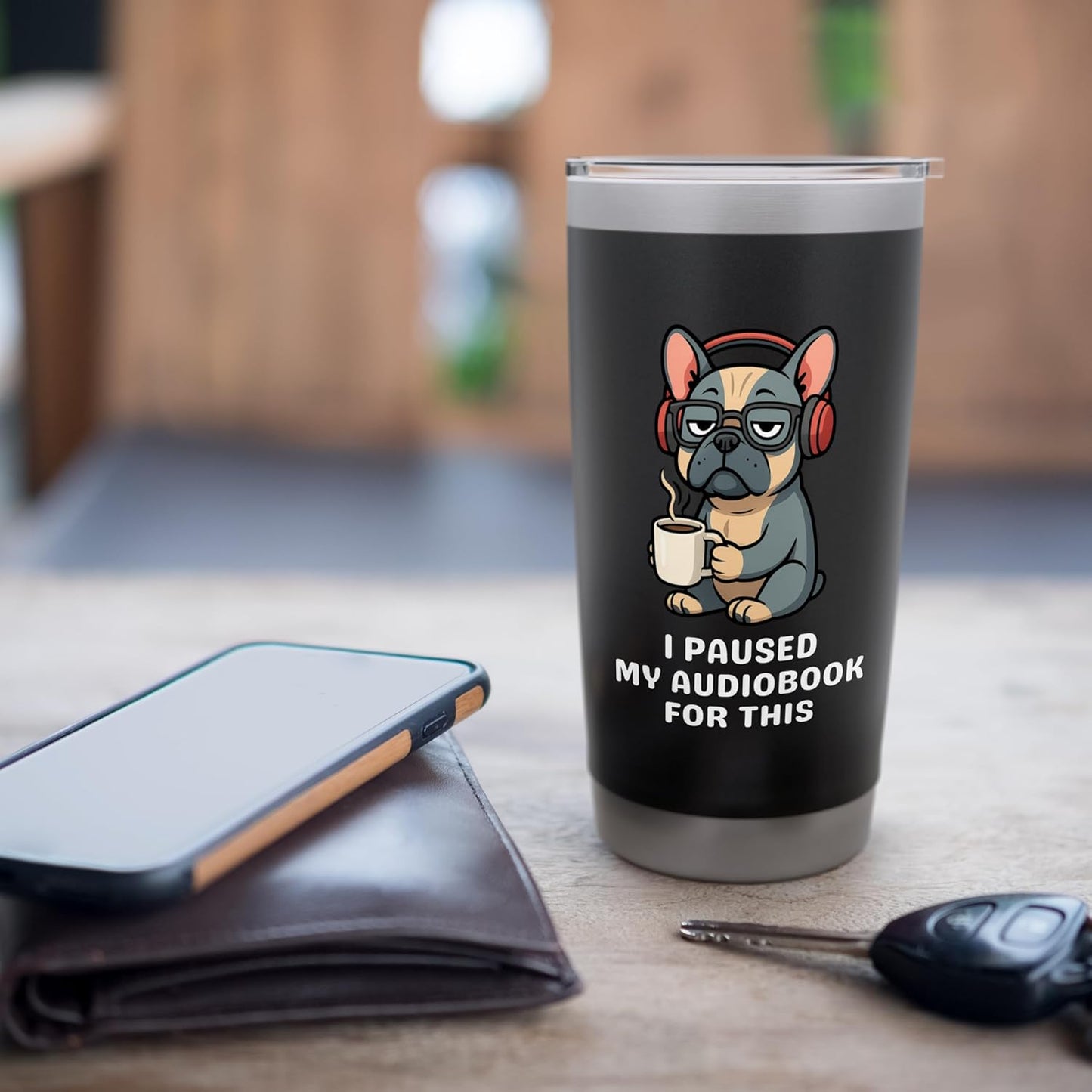 I Paused My Audiobook For This Dog Book Lover Coffee Tumbler Stainless Steel Insulated Tumbler
