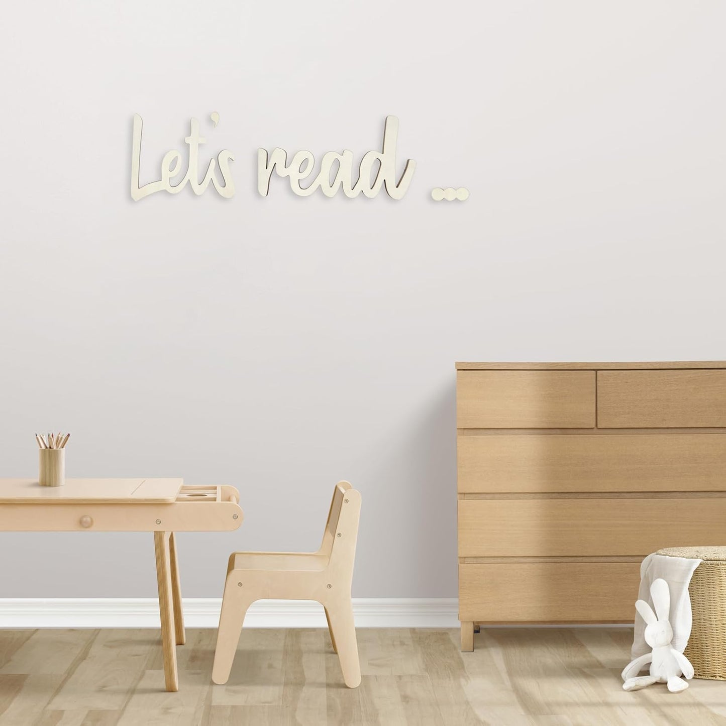 Ajqiomh Let's Read Signs Wooden Reading Nook Decor - Kids Reading Corner Decor & Family Playroom Wall Art - Nursery Wall Decor - Classroom Library Gift
