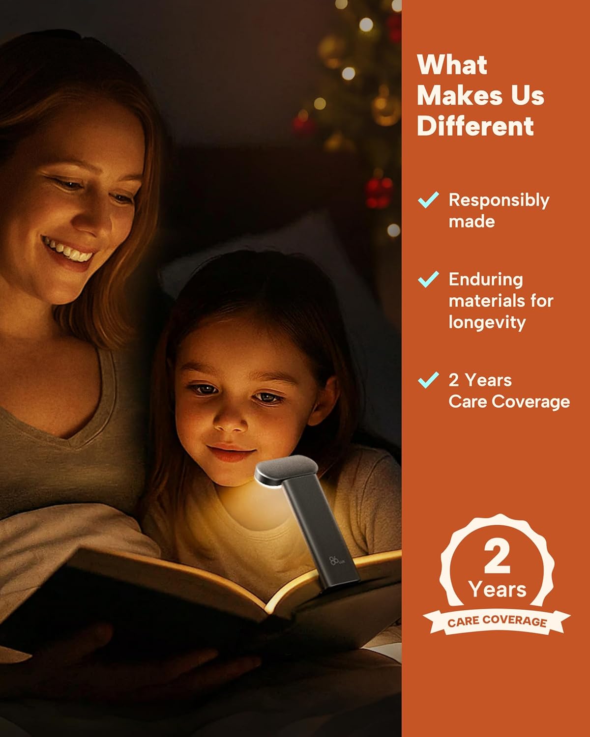 86lux Book Light, Reading Light for Book in Bed, USB Rechargeable LED Night Light with 3 Colors & Limitless Dimming, Aluminum Alloy Bookmark Light for Book Lovers,Technology Black