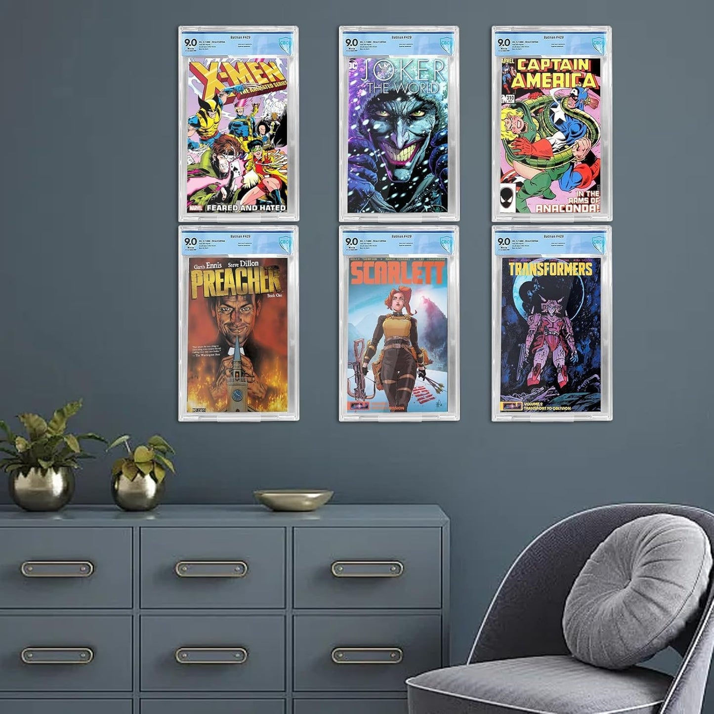 24Pcs Clear Floating Comic Book Display Shelves,Clear Floating Shelves for Displaying Comic Books with Expansion Screws,Comic Book Shelf Stand Wall Mount Display,