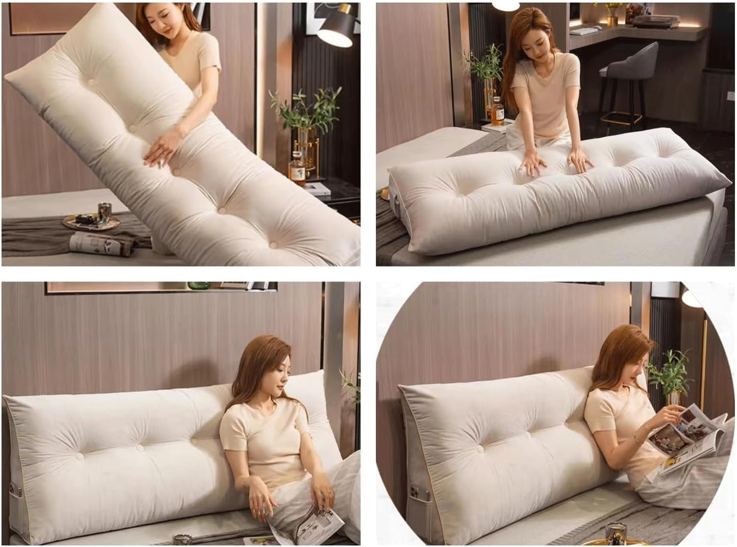 Large Headboard Backrest Triangular Reading Pillow Positioning Support Wedge Pillow for Bed Bolster Sofa Tatami Removable(Size:150x50x20cm,Color:E)