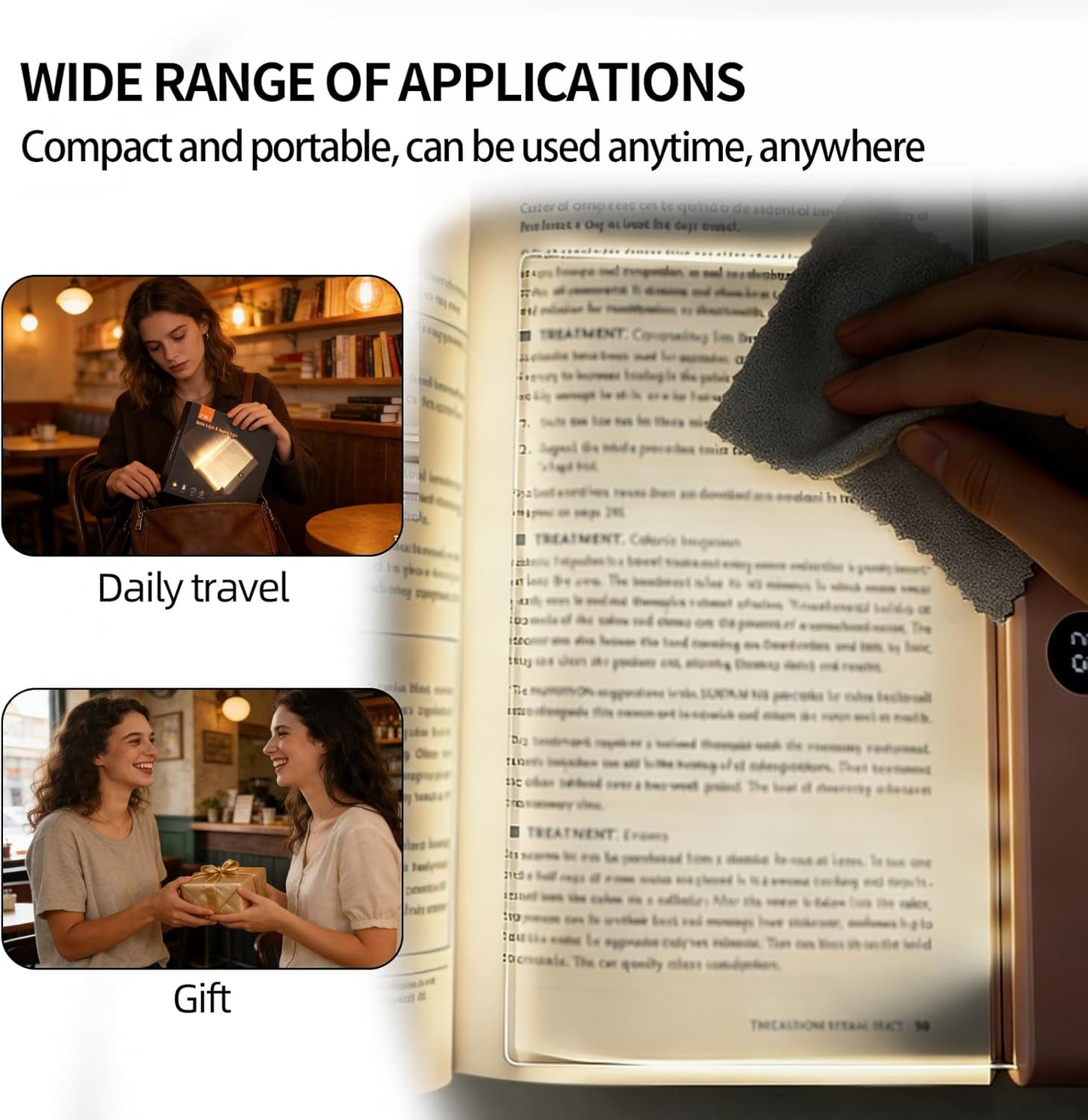2026 LED Reading Light, Rechargeable Clear LED Flat Book Lights for Reading, 3 Colors & Brightness Adjustment & Timer, Eye Protection Lights for Bedtime Reading, Gifts for Book Lovers(with Bookmark)