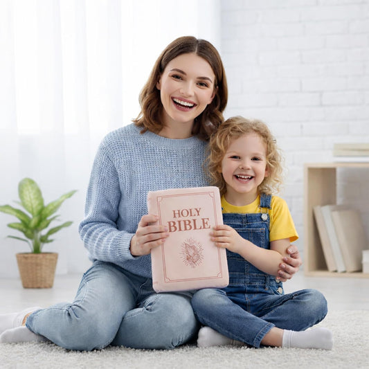 Bible Pillow,The Holy Bible Pillow Plush - Book Shape,That Opens Christian Holy Bible Stuff Religious Party Favors Gifts,for Kids Adults Christian Gifts (Off-White)