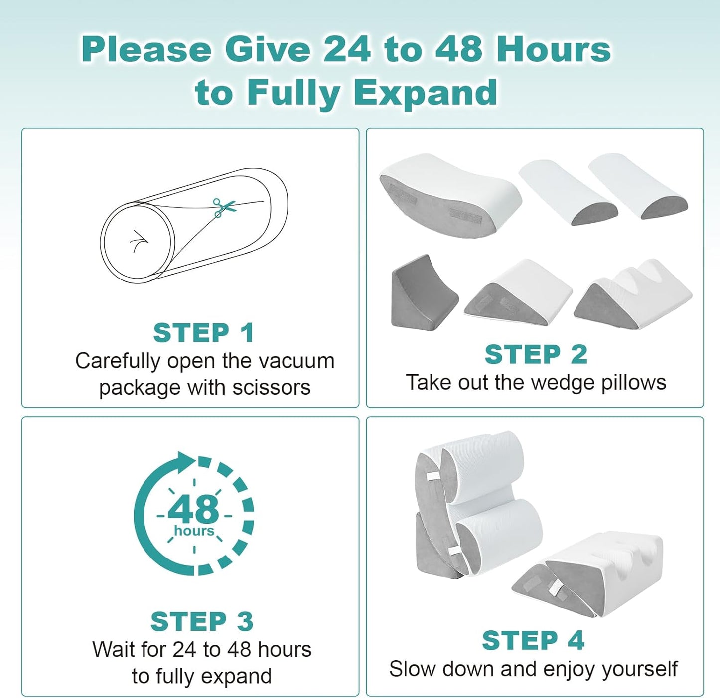 Hansleep Bed Wedge Pillow Set for After Surgery 6PCS, Post Surgery Pillow for Sleep Apnea and Acid Reflux Relief, Adjustable Reading Pillows Back Support with Memory Foam, White, 23"