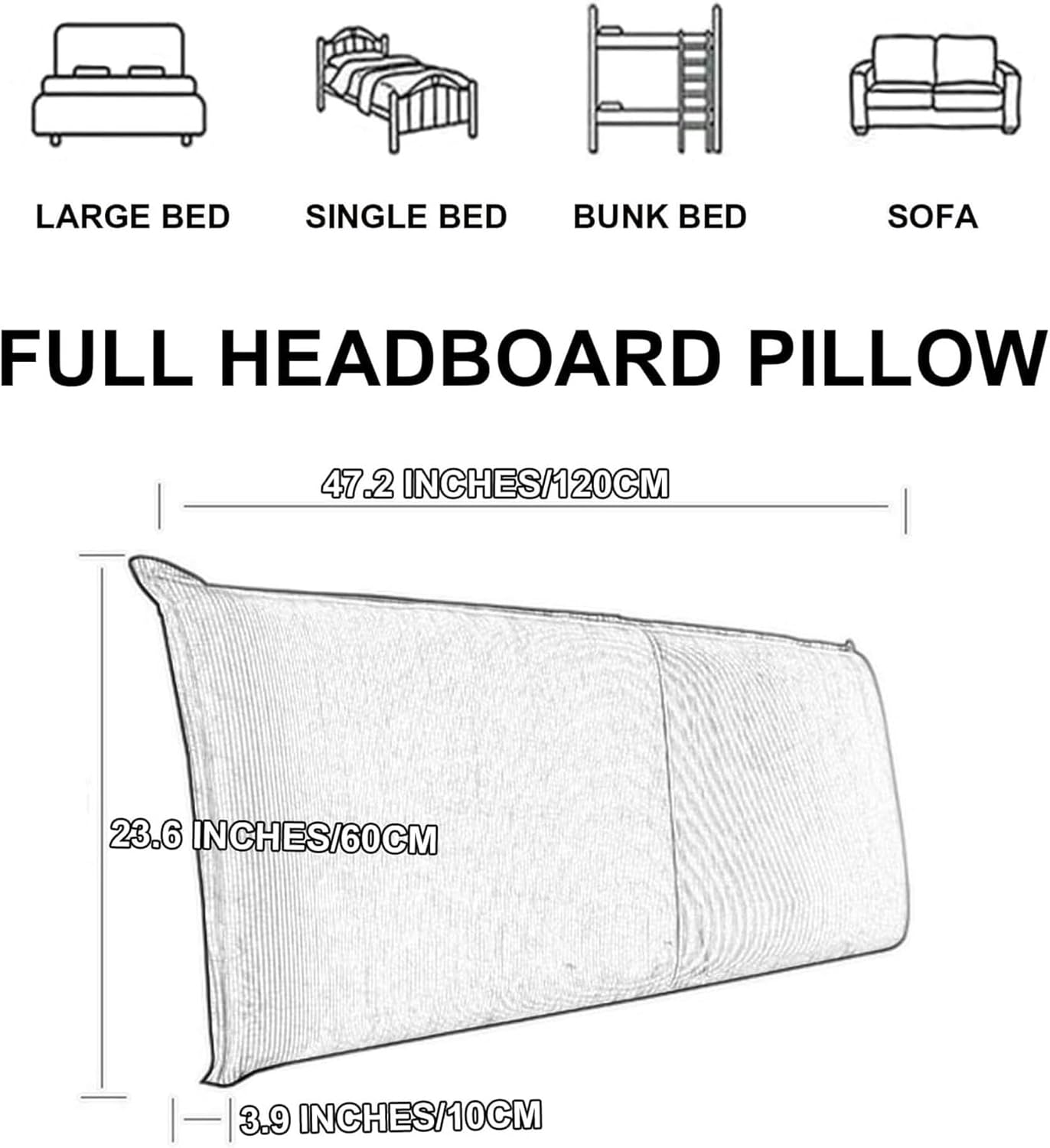 AMNOOL BedHead Upholstered Headboard Pillowboard Large Backrest,Corduroy Reading Pillow Wall Mounted Headboard Lumbar Support Cushion Daybed Tatami Bolster, Green