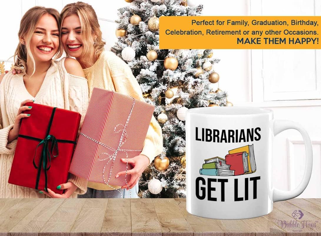 Book Lover Coffee Mug 11oz White - Librarians get lit - Gifts for Book Club Readers Book Nerd Librarians Book Worm Bookish