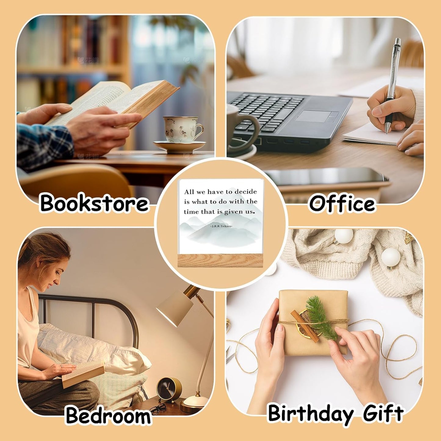 All We Have To Decide Is What To Do With The Time That Is Given Us Inspirational Office Desk Decor Motivational Appreciation Gifts Positive Encouragement Desk Sign for Cubicle Table Shelf