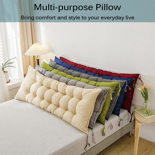 Headboard Pillow - Upholstered Strap Design for Dorm Bed, Large Bolster Positioning Support, Reading Cushion, Comfortable Backrest for Relaxation and Support