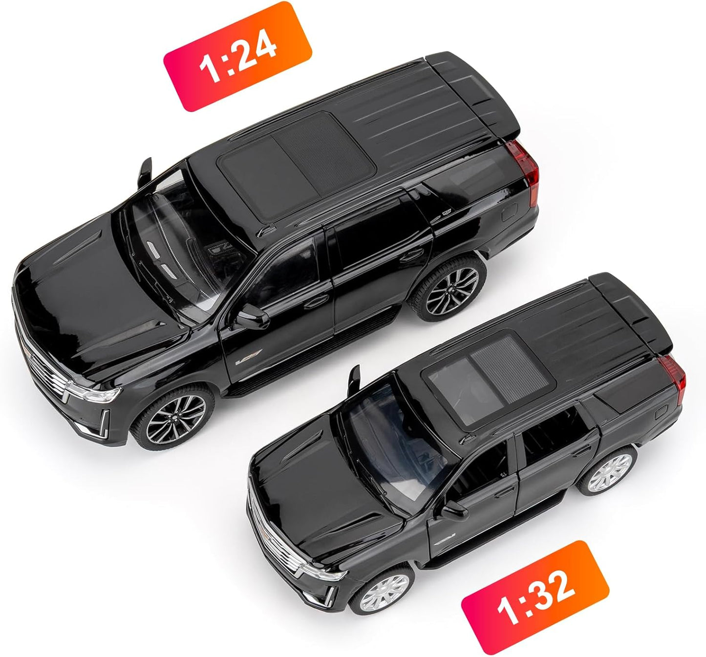 Toy Cars Compatible for 1:32 Escalade SUV Model Cars, Pull Back Die-cast Vehicles, Collectible Cars with Sounds&Lights for Kids Boys Girls and Adults, Gift Black