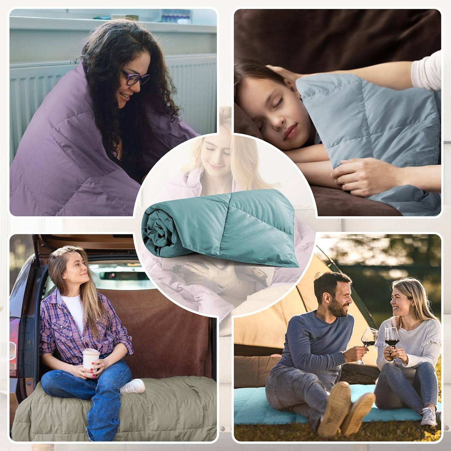 Peace nest Down Throw Blankets for Couch 50x70 Down Blanket for Indoor and Outdoor Throw Blanket use Soft Lightweight Throw Blanket Turquoise
