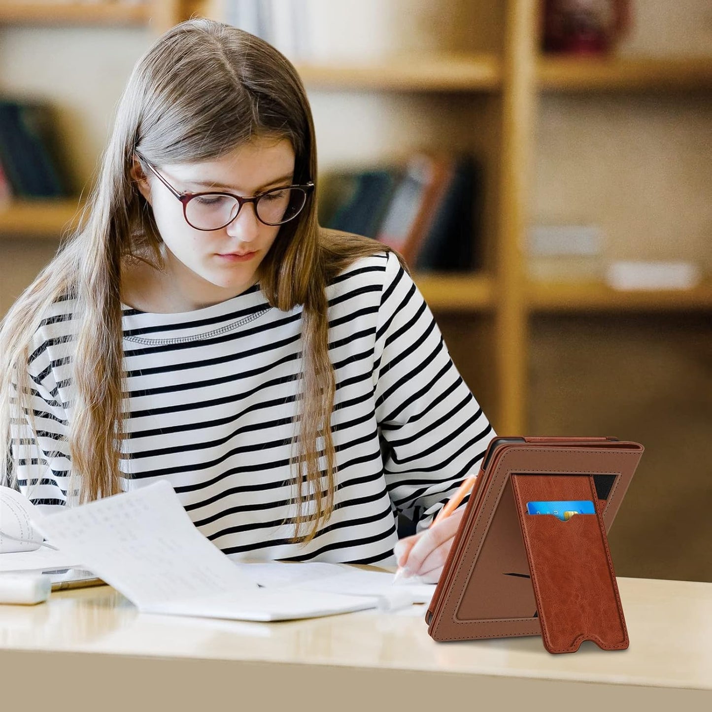 Fintie Stand Case for 6" Kobo Clara Colour (2024) /Clara BW (2024) /2E (2022) eReader - Premium PU Leather Protective Cover Auto Sleep/Wake with Card Slot and Hand Strap, Brown