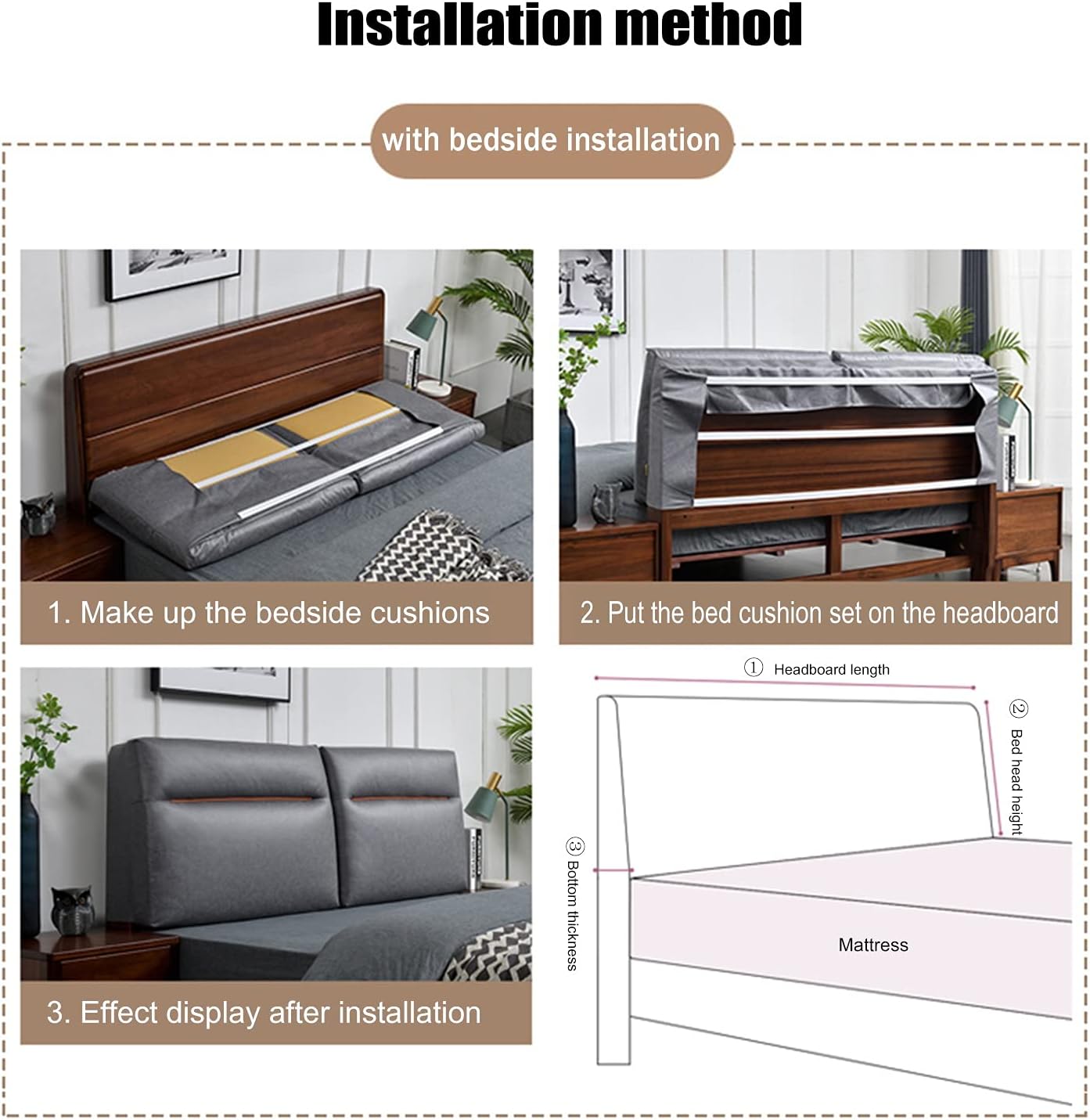 Upholstered Headboard Reading Pillow,Faux Leather Bed Rest Positioning Support Pillow,Perfect Lumbar Cushion Suitable for Bed with headboard,Removable Cover(Can Be Customized)