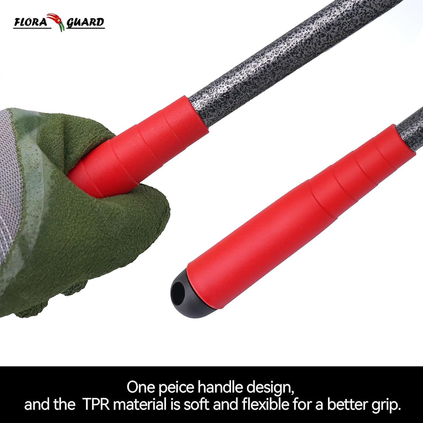 FLORA GUARD 6-Piece Garden Tool Set, Heavy Duty Gardening Hand Tools,Includes Trowel, Rake, 2-in-1 Hoe & Crack Weeder, Durable Yard Gardening Tools, Ideal Gardening Gift for Men & Women
