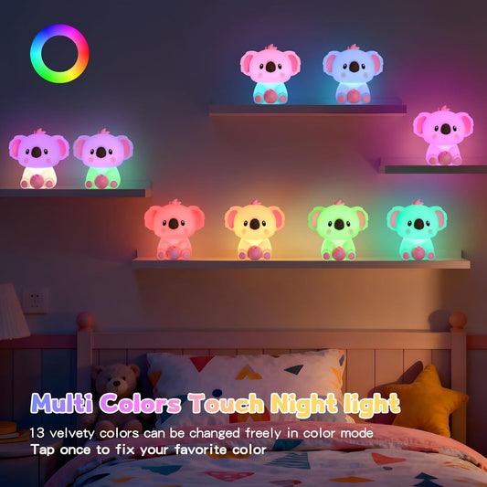 Night Light for Kids | Touch Control LED Lamp with Color Changing Modes | Adjustable Brightness for Nursery, Bedroom, Baby Room | Cute Animal Night Light Gift for Toddlers (Koala)