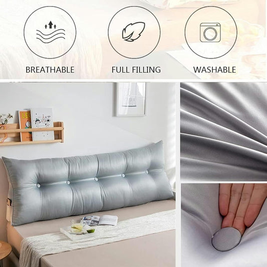 Headboard Cushion, Large Comfortable Ice Silk Bolster Sofa Double Tatami Reading Pillow Upholstered Triangular Wedge Pillow Bed Rest Pillows(Bean Paste,100 * 50cm)