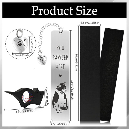 2 Pcs Cute Cat Pendant Bookmarks with Thumb Book Page Holder, Cat Lover Gifts for Women Men Reader, Ideal Book Reader Gifts & Reading Accessories(Cat A)