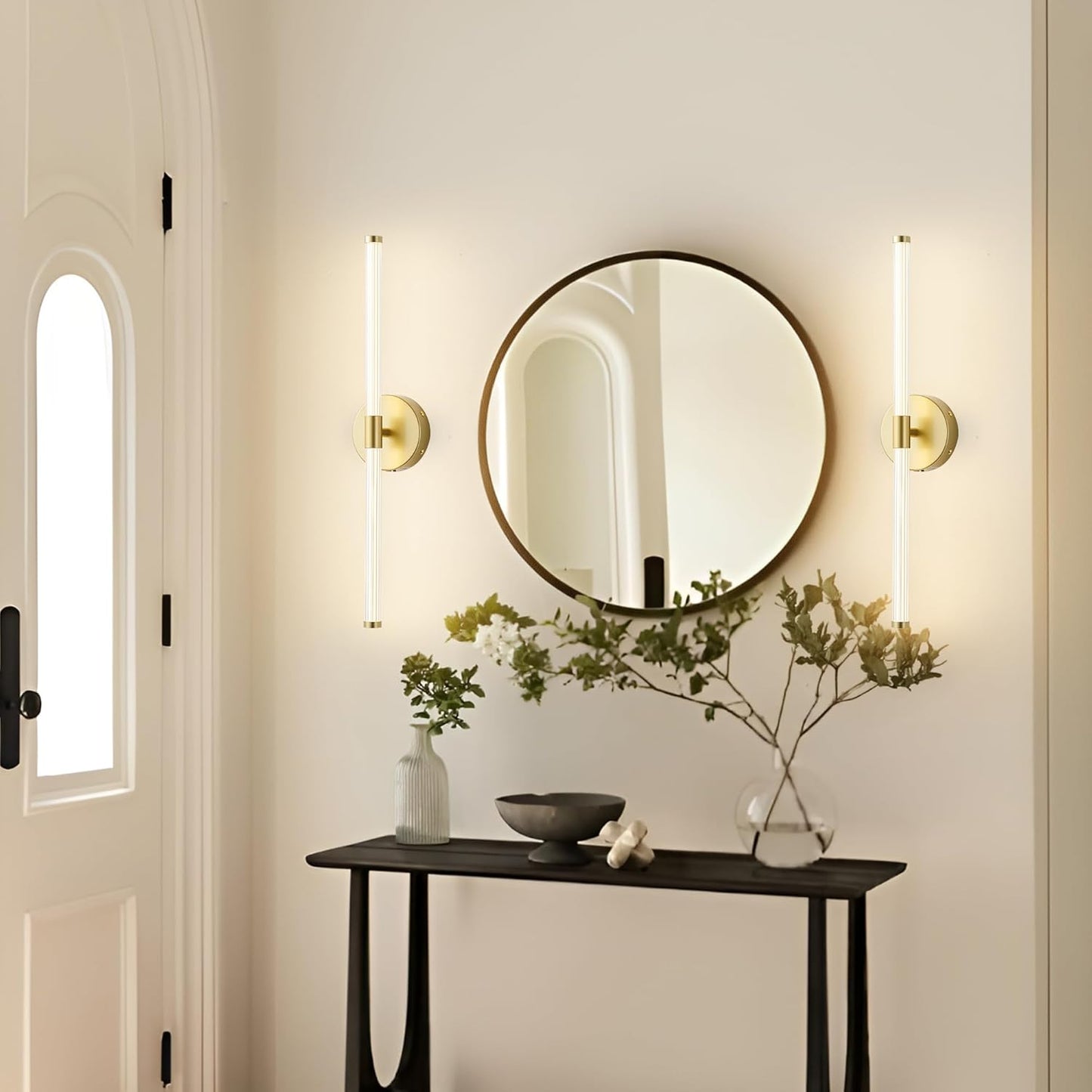 Wireless Wall Sconces Rechargeable Battery Operated LED Wall Light with Remote, 3000K-6000K Adjustable Stepless Dimming for Bedroom, Hallway, Kitchen, 23.6 Inch Gold