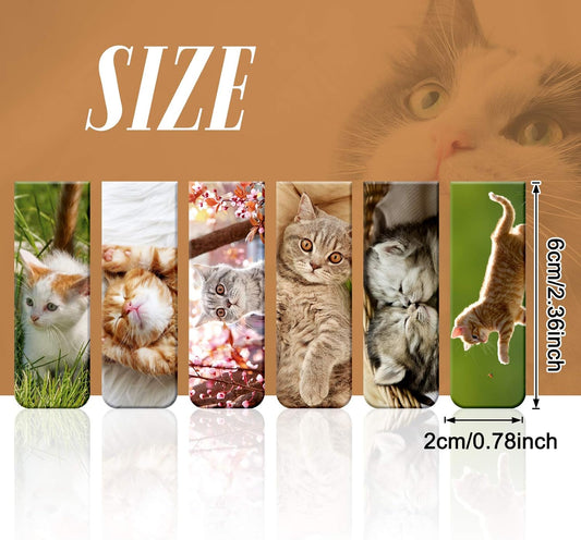 Zonon 12 Pieces Magnetic Bookmarks Cats Magnet Page Markers Assorted Cute Book Markers Clip Set for Teachers Students Reading School Office Home Supplies, 12 Styles