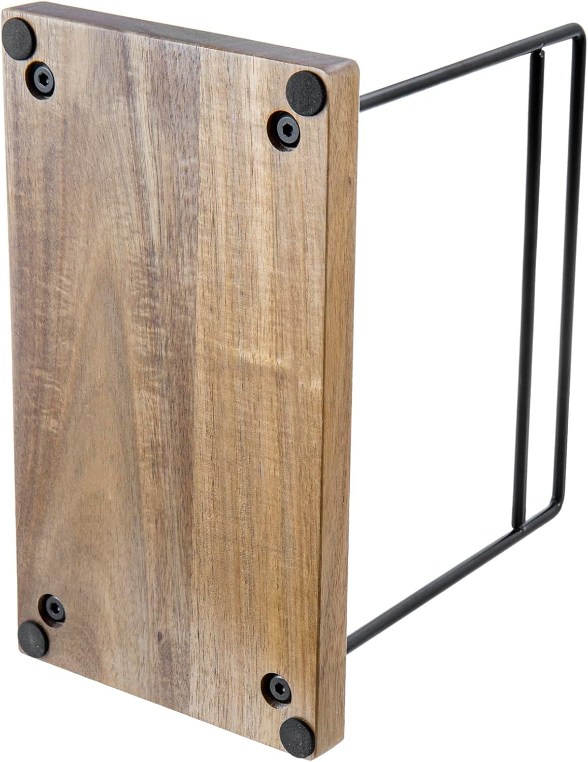 MyGift Premium Acacia Wood and Matte Black Metal Cookbook Stand – Rustic Kitchen Countertop Book Holder Rack for Recipes, Tablets, Cutting Boards
