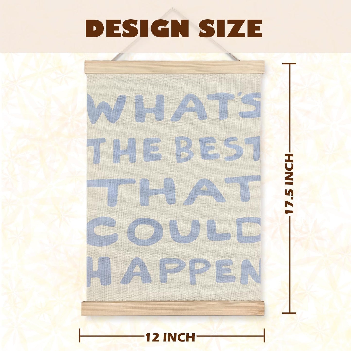 LUVADIAN Positive Affirmations Wall Decor, What's the Best That Could Happen Poster Hanger Frame, Light Blue Inspirational Wall Art Aesthetic for Home Office, 12x16 Inches