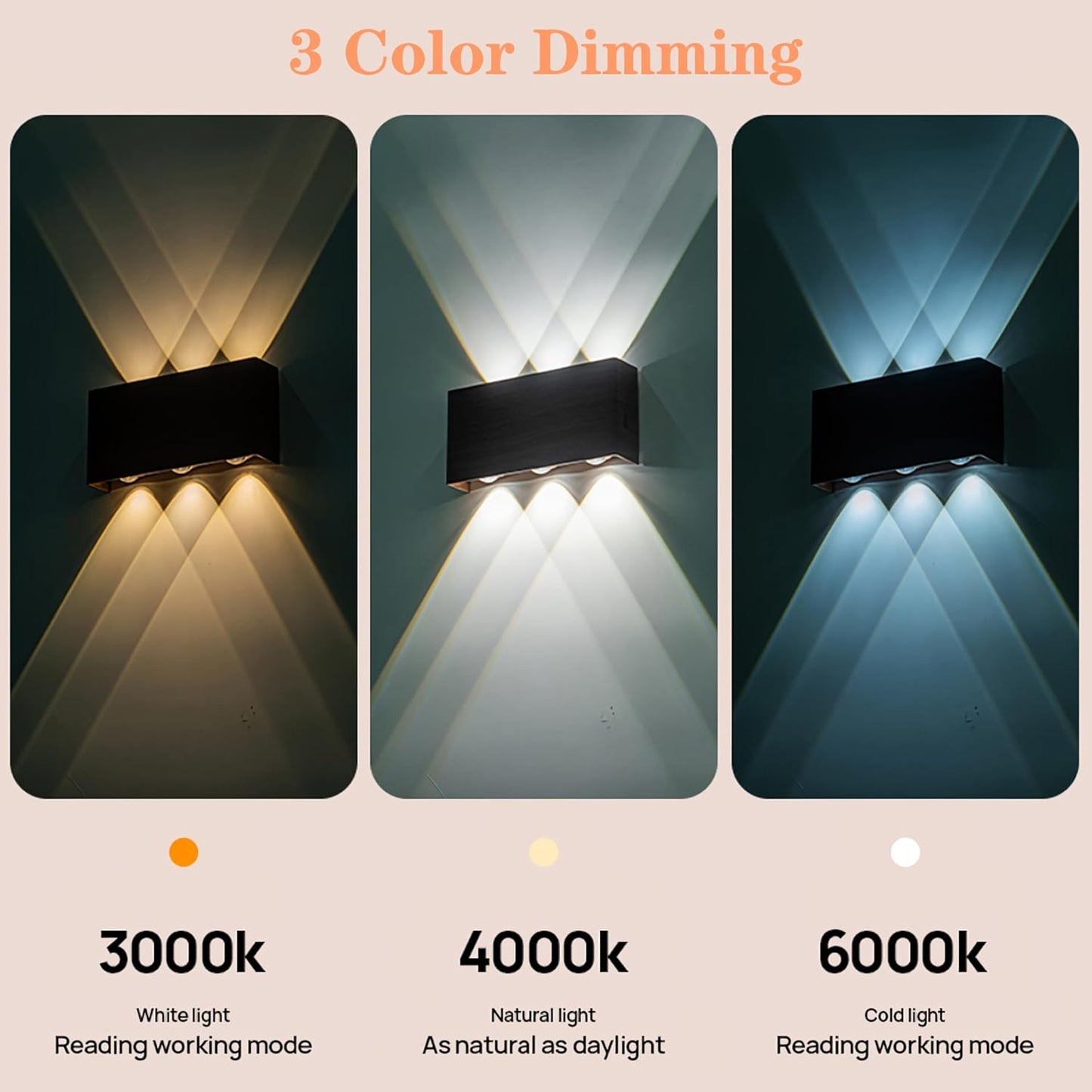 2 Pcs LED Magnetic Wall Sconce Lights,5000mAh Wireless Bedside Wall Light USB Rechargeable Reading Wall Lamp,3 Lighting Colors And Dimmable Battery Operated Wall Sconces (Walnut color, 2 pcs)