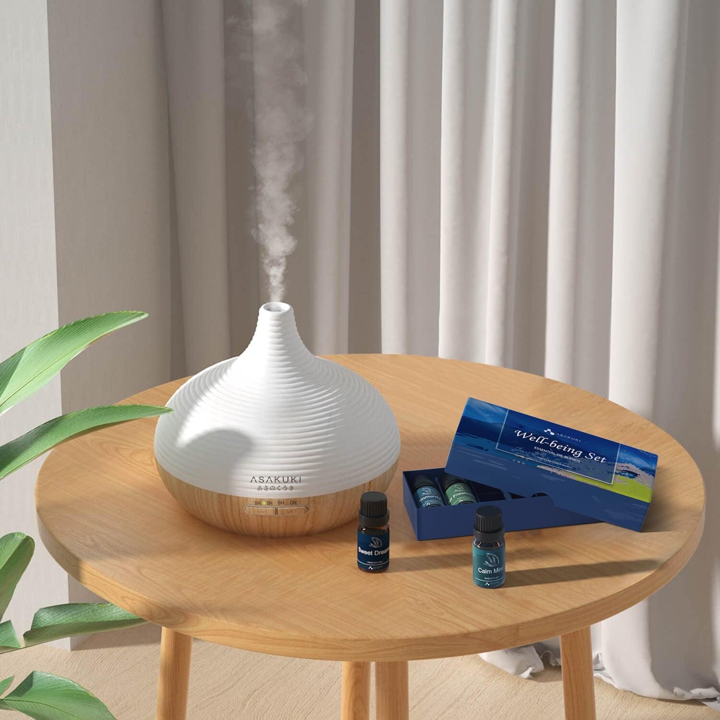 ASAKUKI Essential Oils, Essential Oil for Diffusers for Home, Well-Being Kit- Calm Mind, Sweet Dreams, Happy, Relax, Air Freshening, Immunity for Aromatherapy, Humidifiers, Massage, 6x10ml