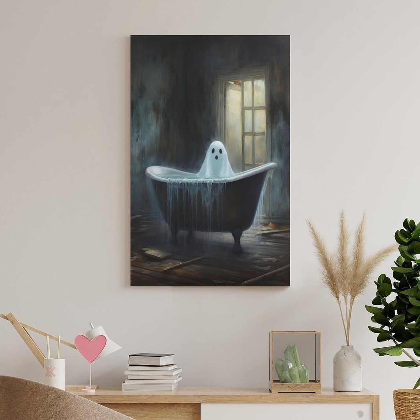Dark Funny Ghost Bathroom Reading Halloween Classic Movie Posters At Room Aesthetic Posters Cool Artwork Wall Art Home Decor Gift Ideas (2) Canvas Art Poster And Wall Art Picture Print Modern Family B
