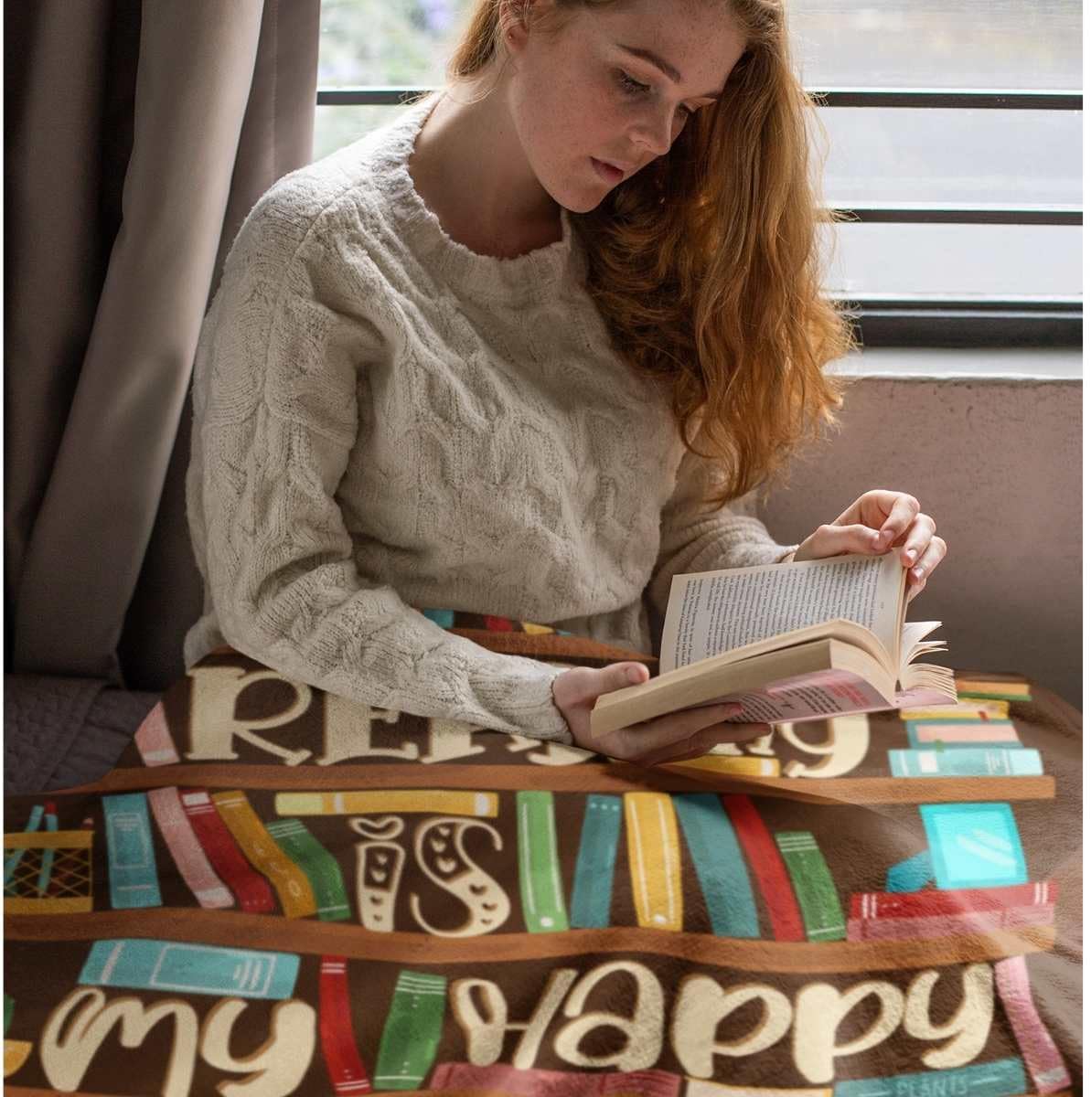 InnoBeta Book Lovers Throw Blanket - Gifts for Women Men Book Lover, Librarians and Readers - 50" x 65", Brown