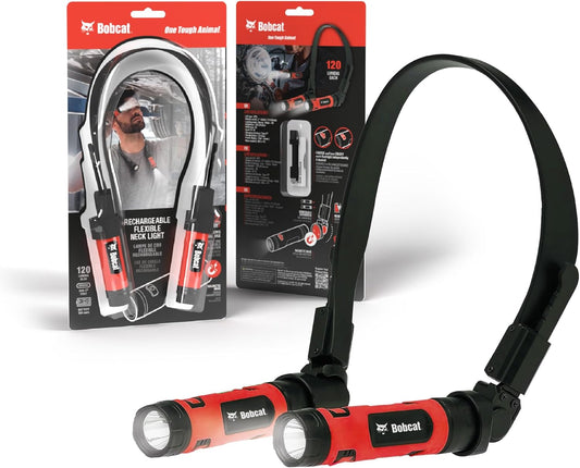CJ TECH Bobcat Rechargeable Neck Light for Reading, Crafts, and Work – Flexible LED Reading Light Around Neck with 3 Modes, Magnetic Base, Type-C Charging – LED Hand Free Work Light