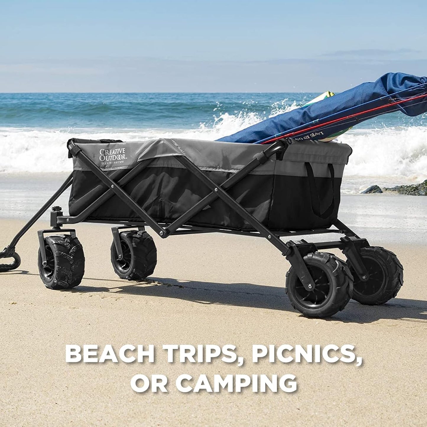Creative Outdoor Push Pull Hauler Wagon for Kids, 200lbs Weight Capacity, All-Terrain Collapsible and Portable Folding Cart, Beach Park Garden & Tailgate, Multiple Color Options