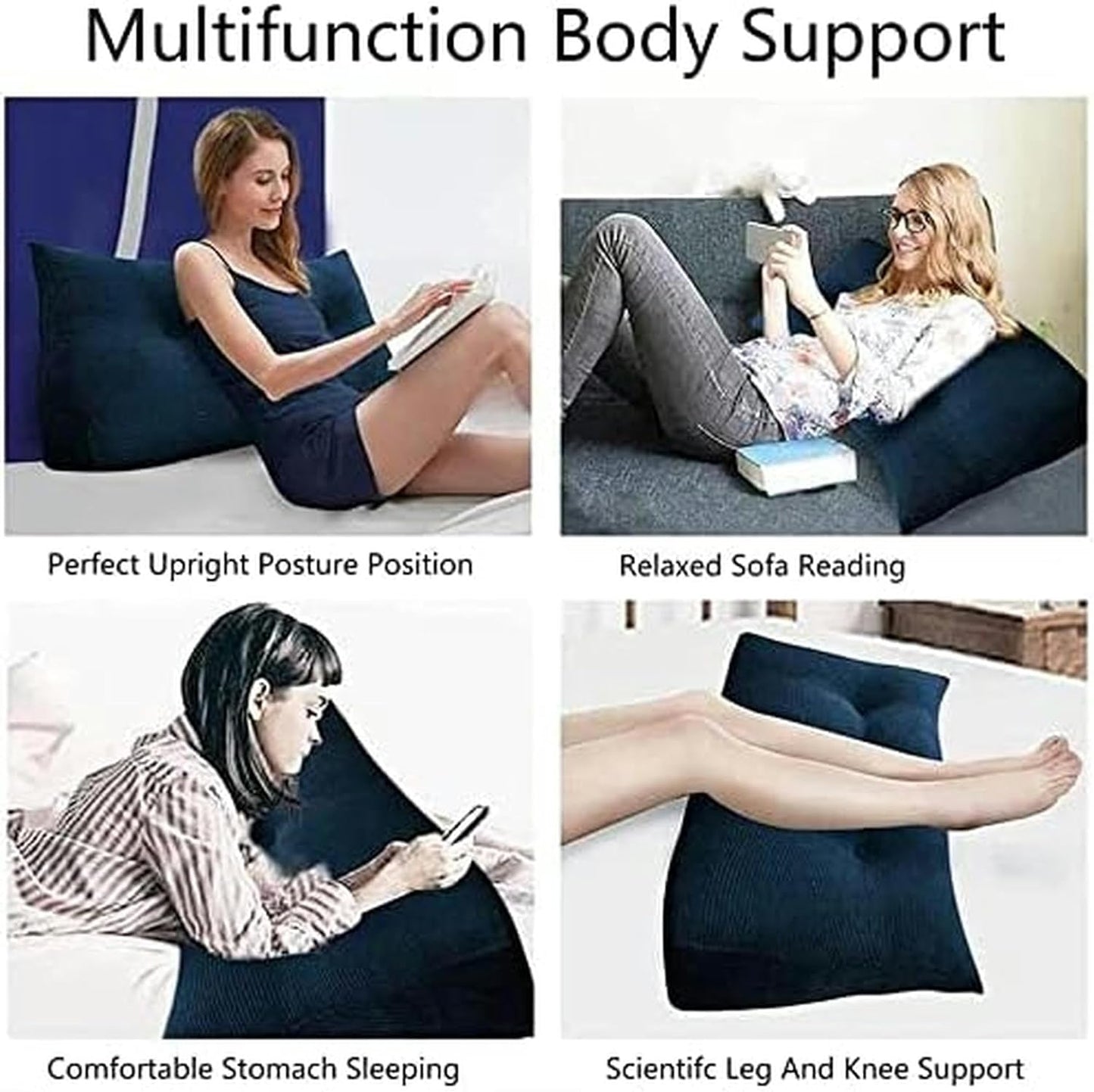 Husband Pillow, Adults Perfect Back Support Cushion Reading Pillow Bed Wedge Large Adult Backrest Lounge Cushion with Pockets Bed Rest Pillows(90CM)