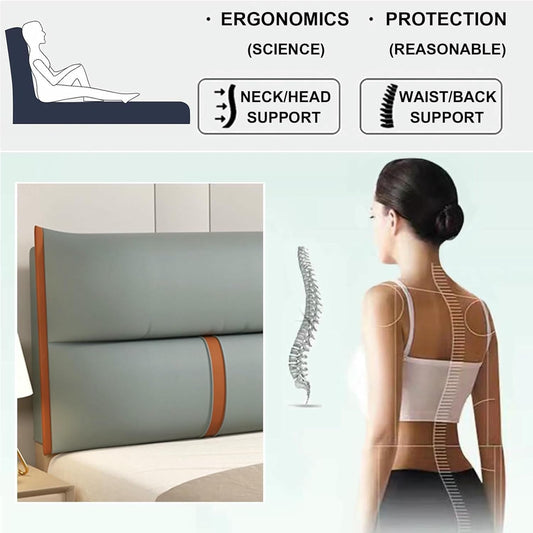 Headboard Cushion Large Bedside Pillow Upholstered Positioning Support Reading Pillow Neck Lumbar Cushion Removable Daybed Bunkbed Tatami Bolster,Gray1,Straps 63"/160cm