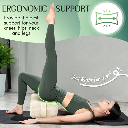Premium Crushed Sponge Yoga Bolster Pillow for Yin Yoga, Restorative & Meditation - Rectangular Cushion