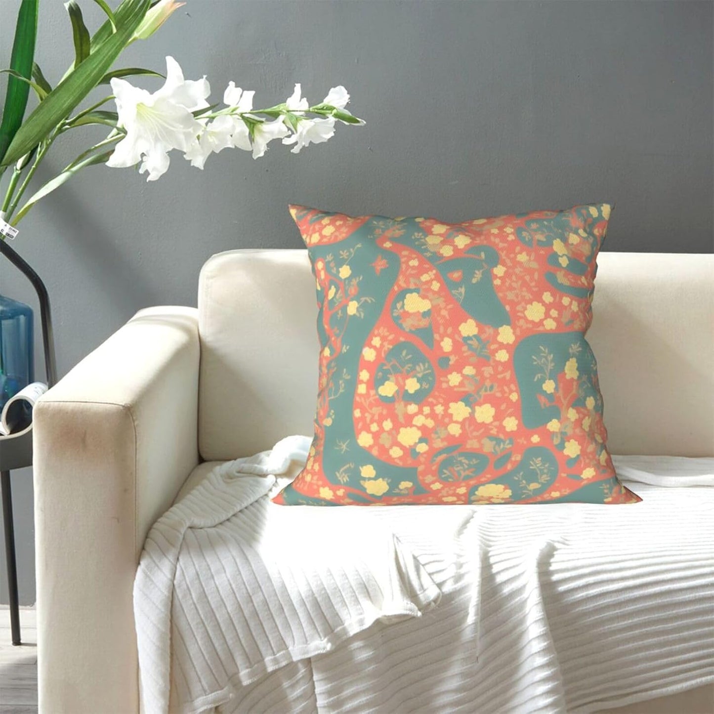 All-Season Square Pillow Covers 18"X18", Yellow, Decorative Throw Pillow Covers for Sofa Bed Couch, Hidden Zipper Cushion Cover, Square Lumbar & Accent Pillowcases for Home Decor