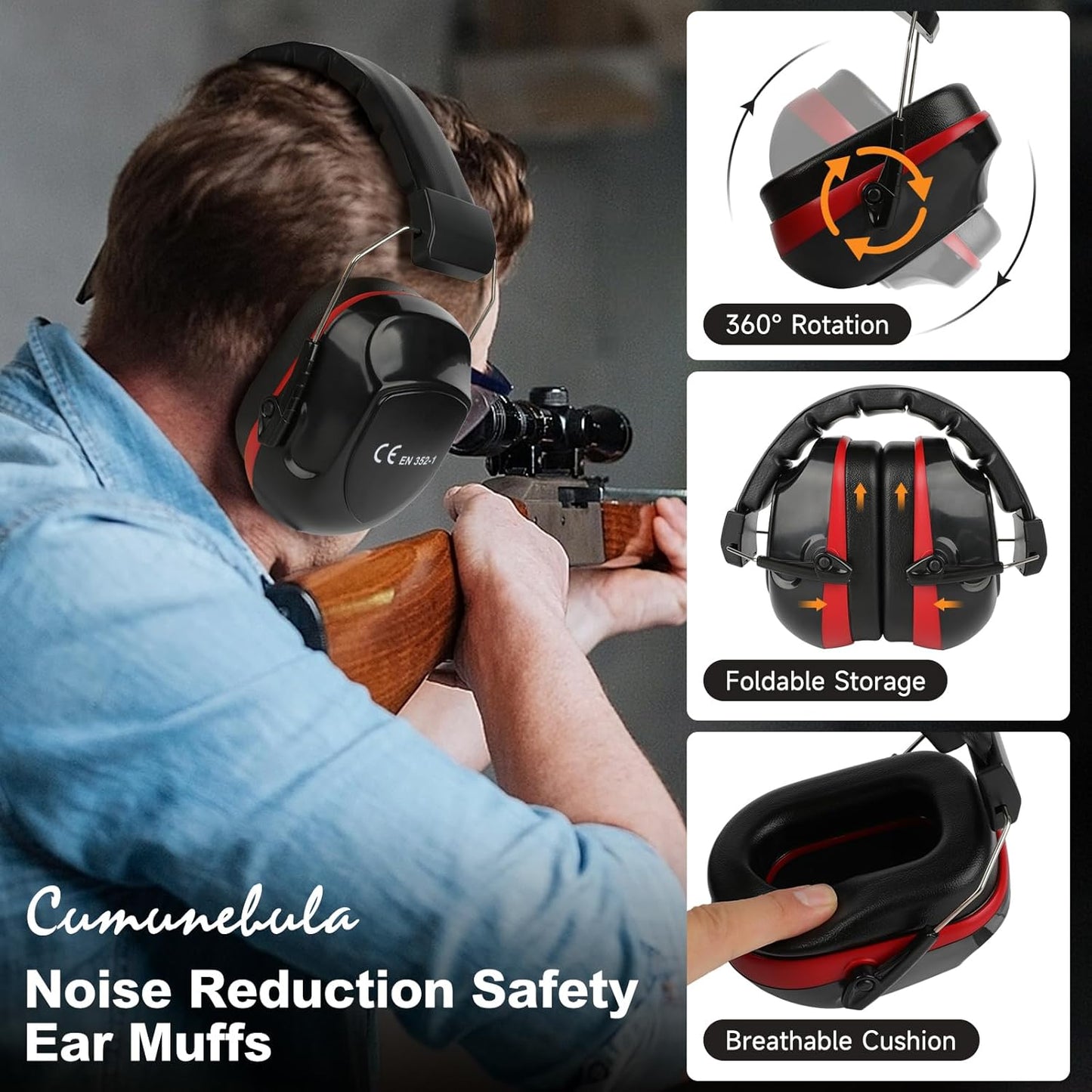 Noise Reduction Ear Protection Ear Muffs, Shooting Ear Protection, SNR 28dB Noise Cancelling Headphones for Adults Kids Autism, Hearing Protection for Shooting,Gun Range,Mowing