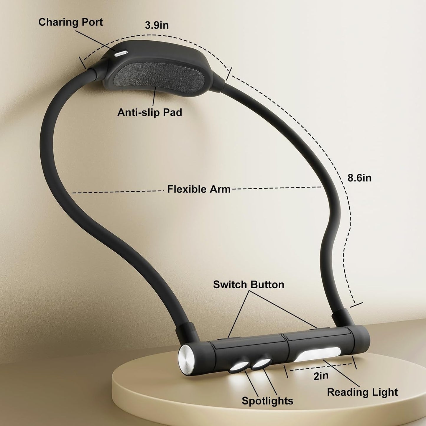 Led Neck Reading Light Rechargeable,Book Lights for Reading at Night in Bed,3 Colors USB Portable Cordless Reading Lamps for Book,Craft,Knitting,Crochet,Sewing,Needlework,Flashlight,Cross Stitch