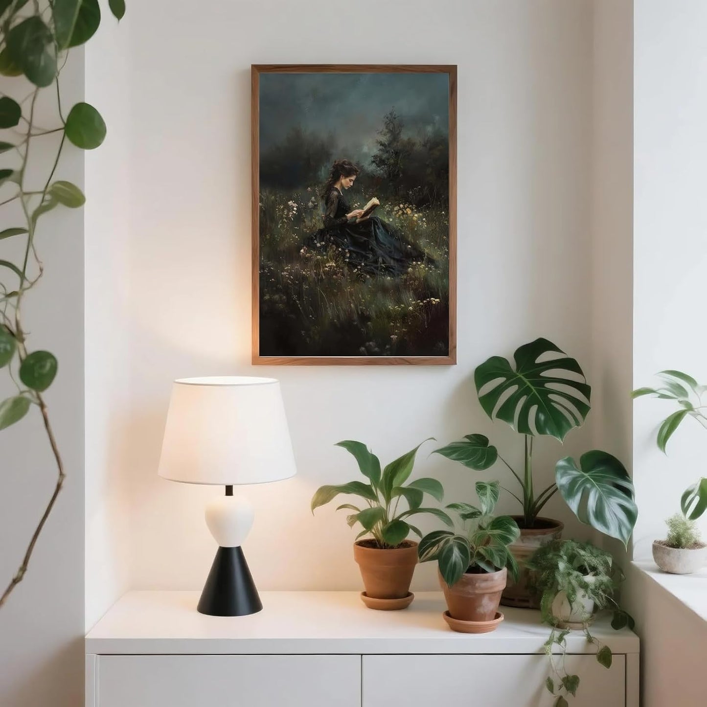 LXLSTORE Vintage Wall Art Female Portrait Wall Art Abstract People Pictures Victorian Woman Reading Painting 16x24inch Unframed for Bedroom Living Room Bar Bedroom Home Kitchen Dining Room