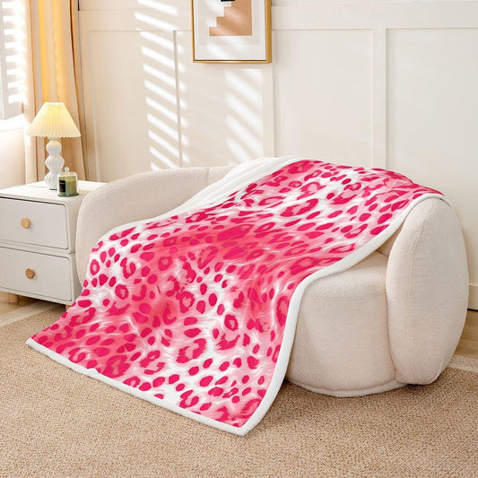 Feelyou Bright Pink Leopard Throw Blanket Animal Print Soft Fleece Sherpa Cozy Fuzzy Plush Warm Cheetah Fuzzy Plush Throw Modern Ombre Effects Baby 30"x40" Safari for Bed Couch Living Room