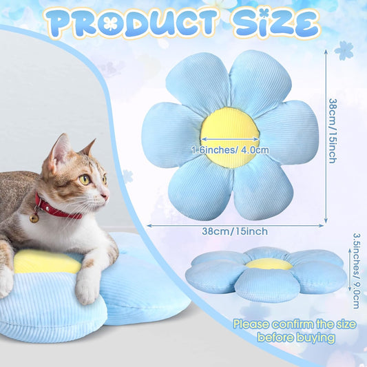 Reginary 4 Pcs Flower Floor Pillows Cute Plush Flower Throw Pillows Daisy Floor Seat Cushion Chair Pads for Back to School First Day of School for Sofa Couch Bed Decor(15 Inch,Gray, Blue, White)