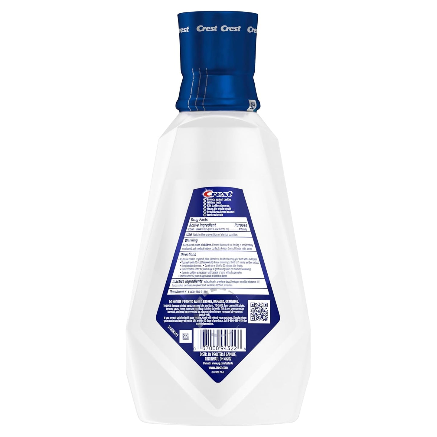 Crest Pro-Health Advanced Mouthwash, Alcohol Free, Extra Whitening, Energizing Mint Flavor, 946 mL (32 fl oz)