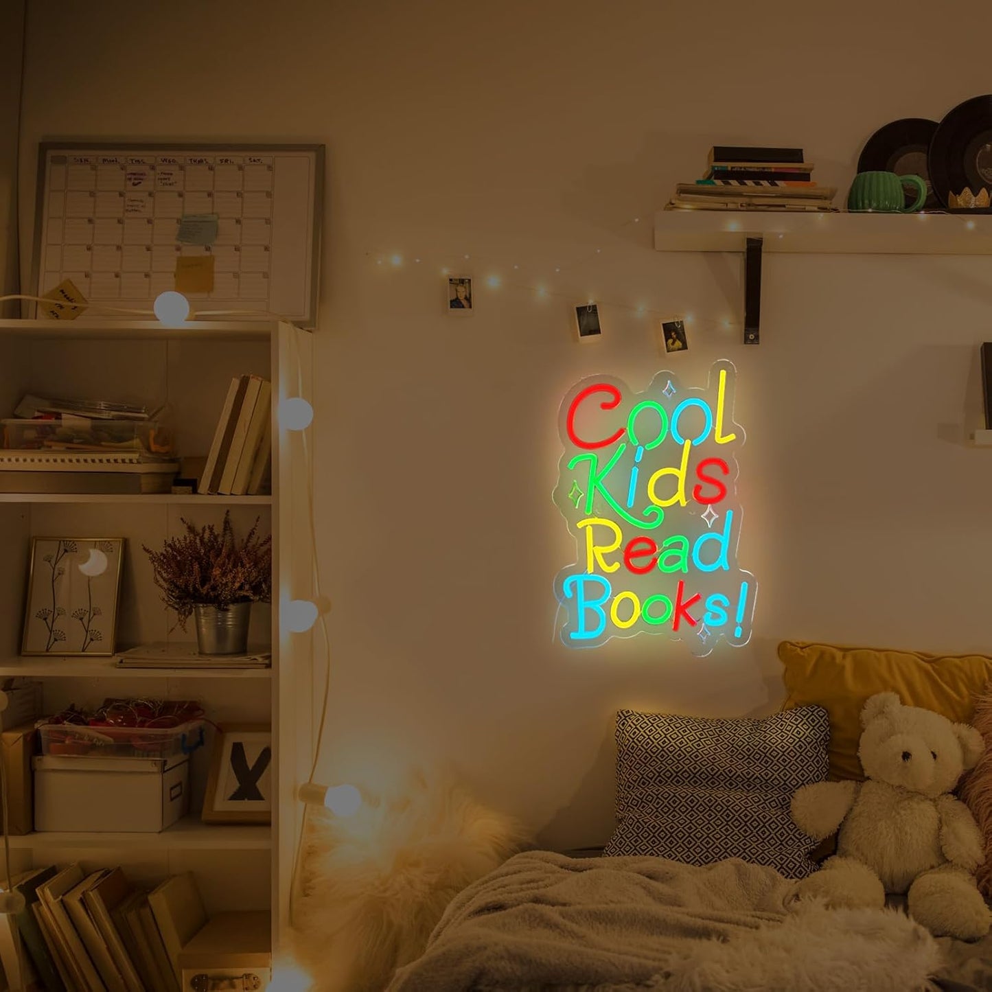 Cool Kids Read Books Neon Sign for Wall Decor,Reading Signs for Library,Hanging Decorations for Classroom Reading Corner Bedroom Study Room Motivational Wall Art(16.5“*11.4")