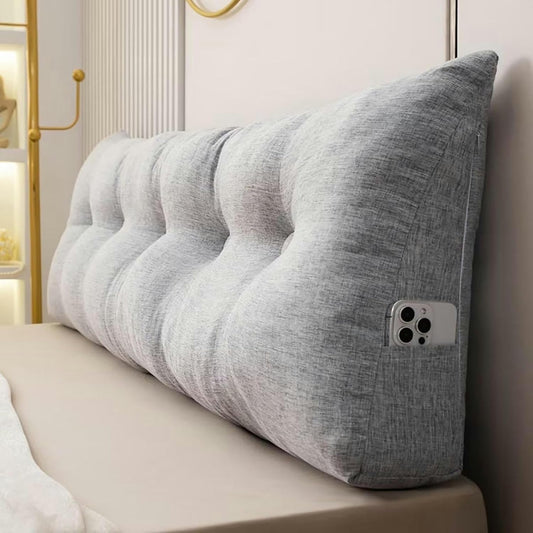 White Headboard Pillow Triangular Reading Wedge Pillow Recliner Backrest Cushion Triangular Headboard Cushion Waist Positioning Upholstery Backrest Pillow for Sitting in Bed