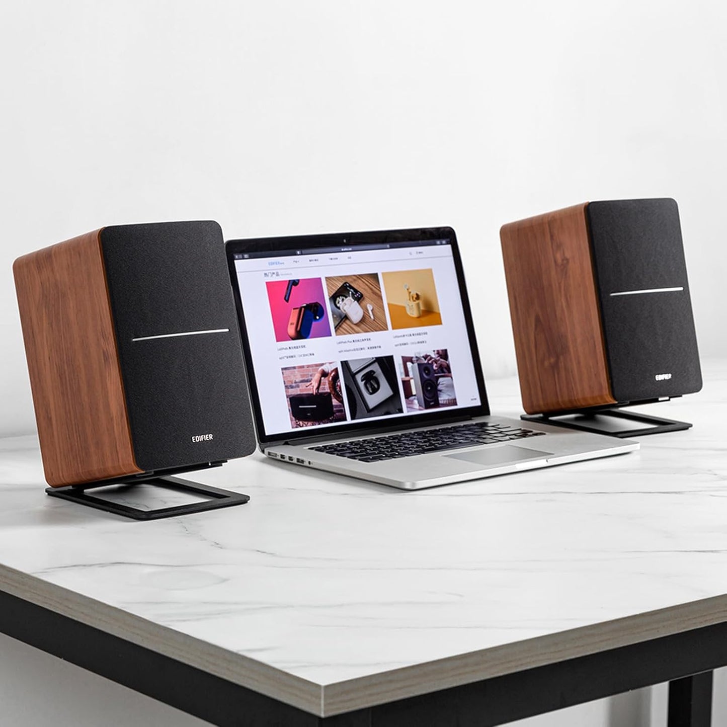 Edifier R1280DBs Active Bluetooth Bookshelf Speakers - Optical Input - 2.0 Wireless Studio Monitor Speaker - 42W RMS with Subwoofer Line Out - Wood Grain