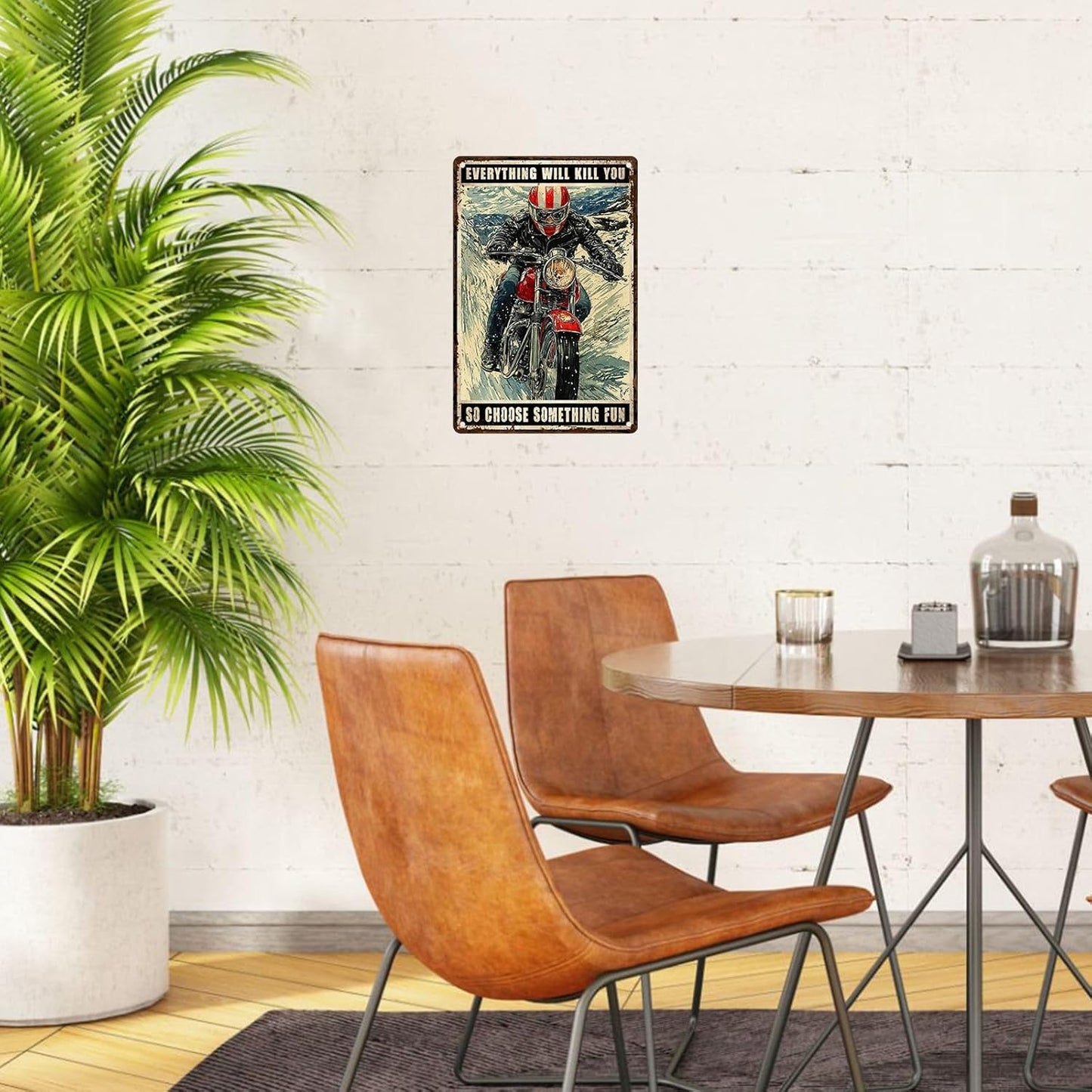 Motorcycle Racer Racing Metal Tin Sign Everything Will Kill You Funny Vintage Wall Art Retro Rustic Plaque For Garage Man Cave Bar 8x12inch