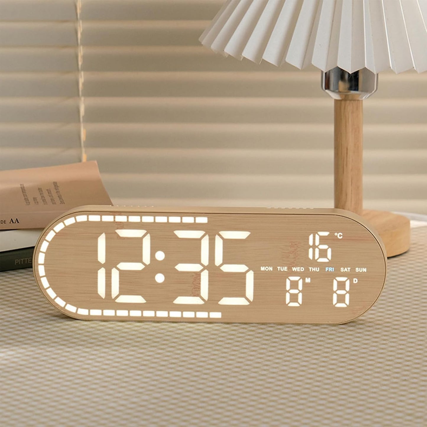 Alarm Clock, Weather Reading Screen, Battery Powered Hub, Auto Dimming Light Sensor, Improves Time Management Level, Seniors Assisted Hardware, Wide Rectangular Sizing Fits Kitchen Bathroom