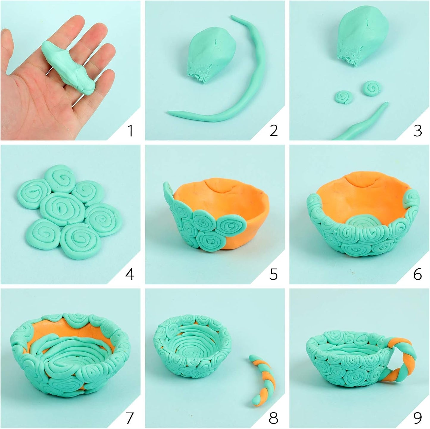 Polymer Clay 50 Colors, Modeling Clay for Kids DIY Starter Kits, Oven Baked Model Clay, Non-Sticky Molding Clay with Sculpting Tools, Gift for Children and Artists (50 Colors)