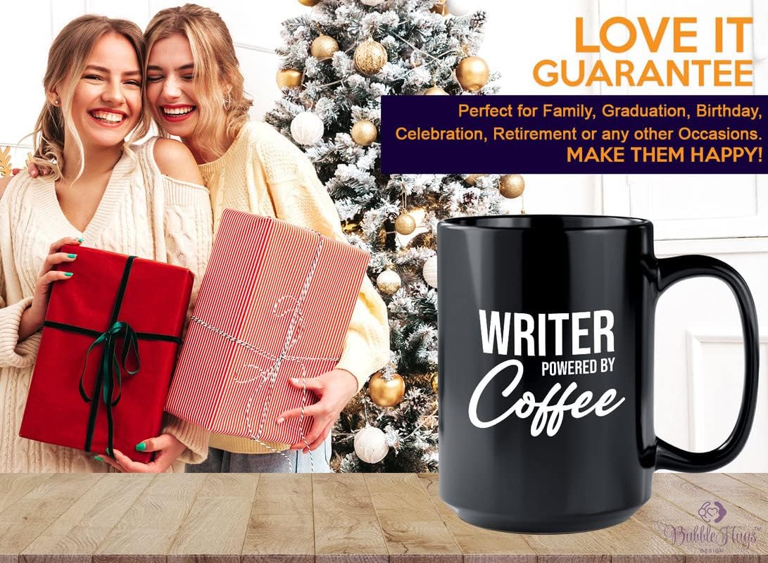 Writer Coffee Mug 15oz Black - Writer by coffee - Paper Butterfly Lid For Novelist Poet Columnist Encouragement journalist author book lover bookworm